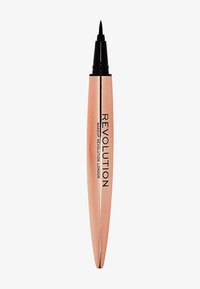 Roségouden make-up applicator met een fijne punt. Slank, taps toelopend ontwerp met textuuraccenten en de merknaam in het zwart gedrukt.