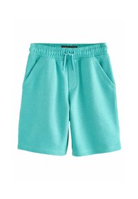 Turkise shorts i et blødt stof med elastic waistband og justerbar snor. Har to sidelommer og en glat tekstur.