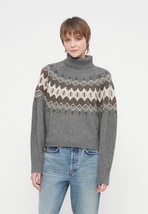 NORWEGER WINTER TURTLE NECK - Striktrøje - grey melange/silver coloured/white/wood