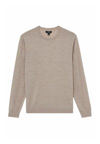 Lichtbeige langnorensweater met een ronde hals, zachte textuur, gladde stof en zonder patronen of accenten. Geschikt voor het dragen in lagen.