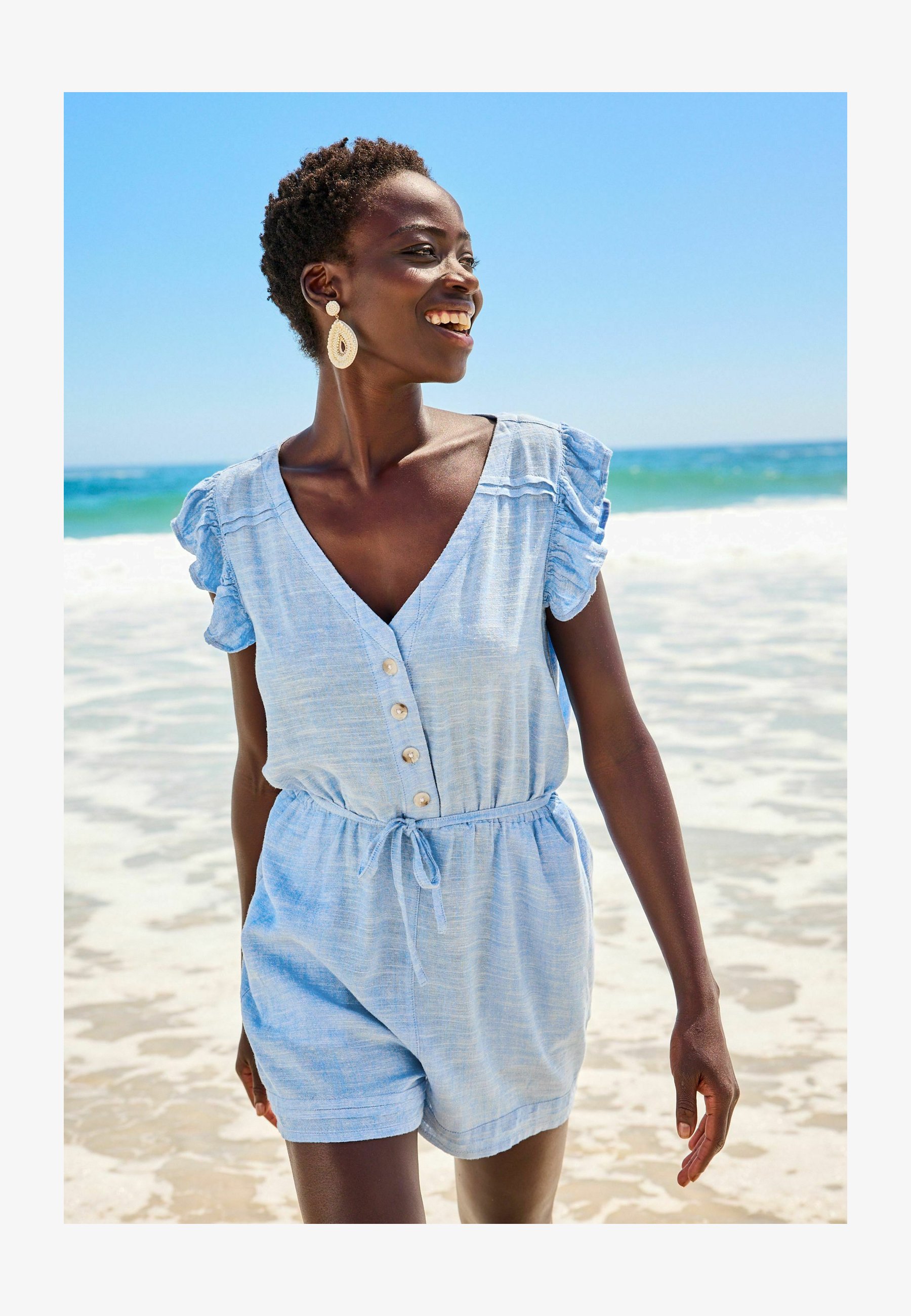 Tuta Mono Superdry Tess Playsuit, Lyocell, Senza Maniche, Colore Vacation Blue, Taglia 10