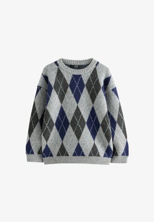 Next, REGULAR FIT - CREW NECK - Striktrøje - grey argyle