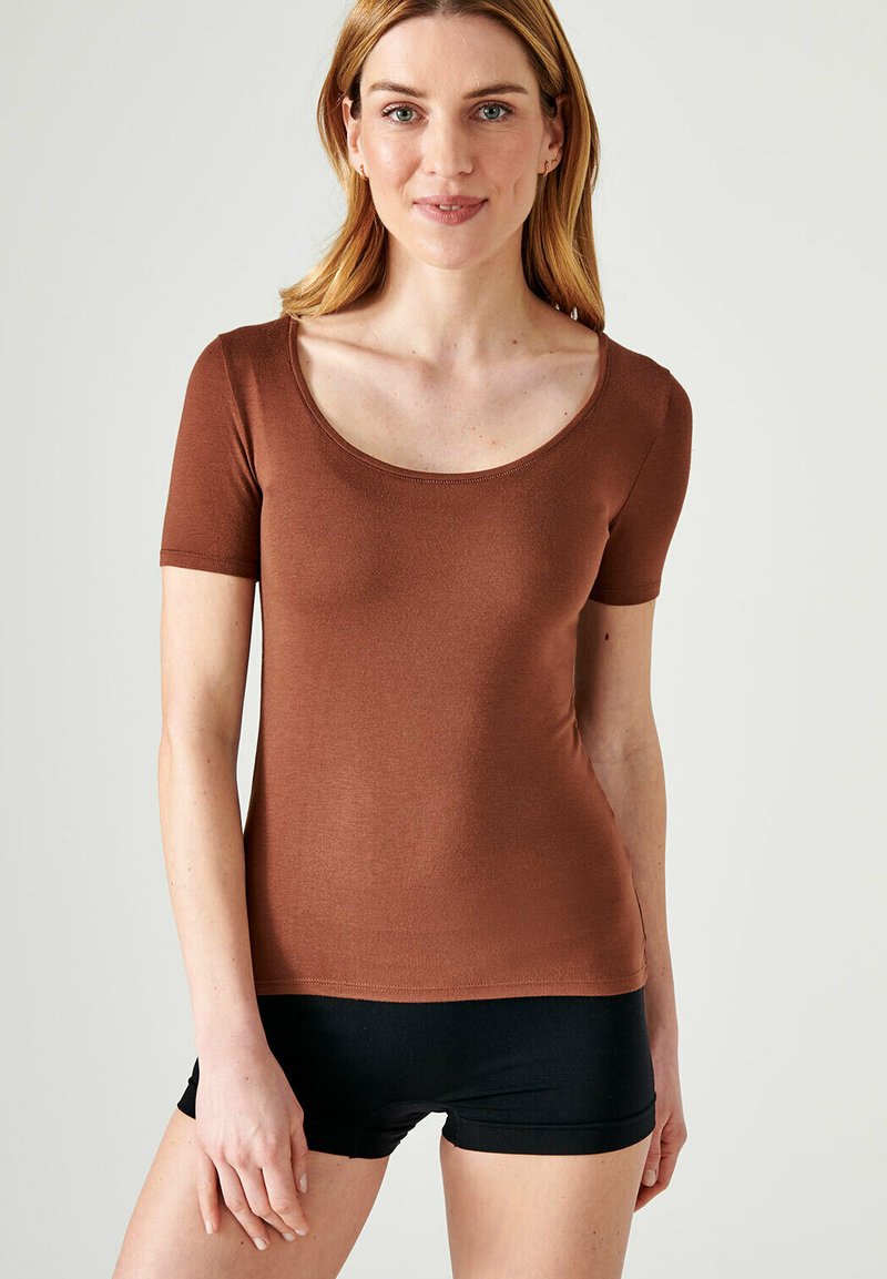 Damart MANCHES COURTES INVISIBLE THERMOLACTYL - T-shirt basic - chocolat