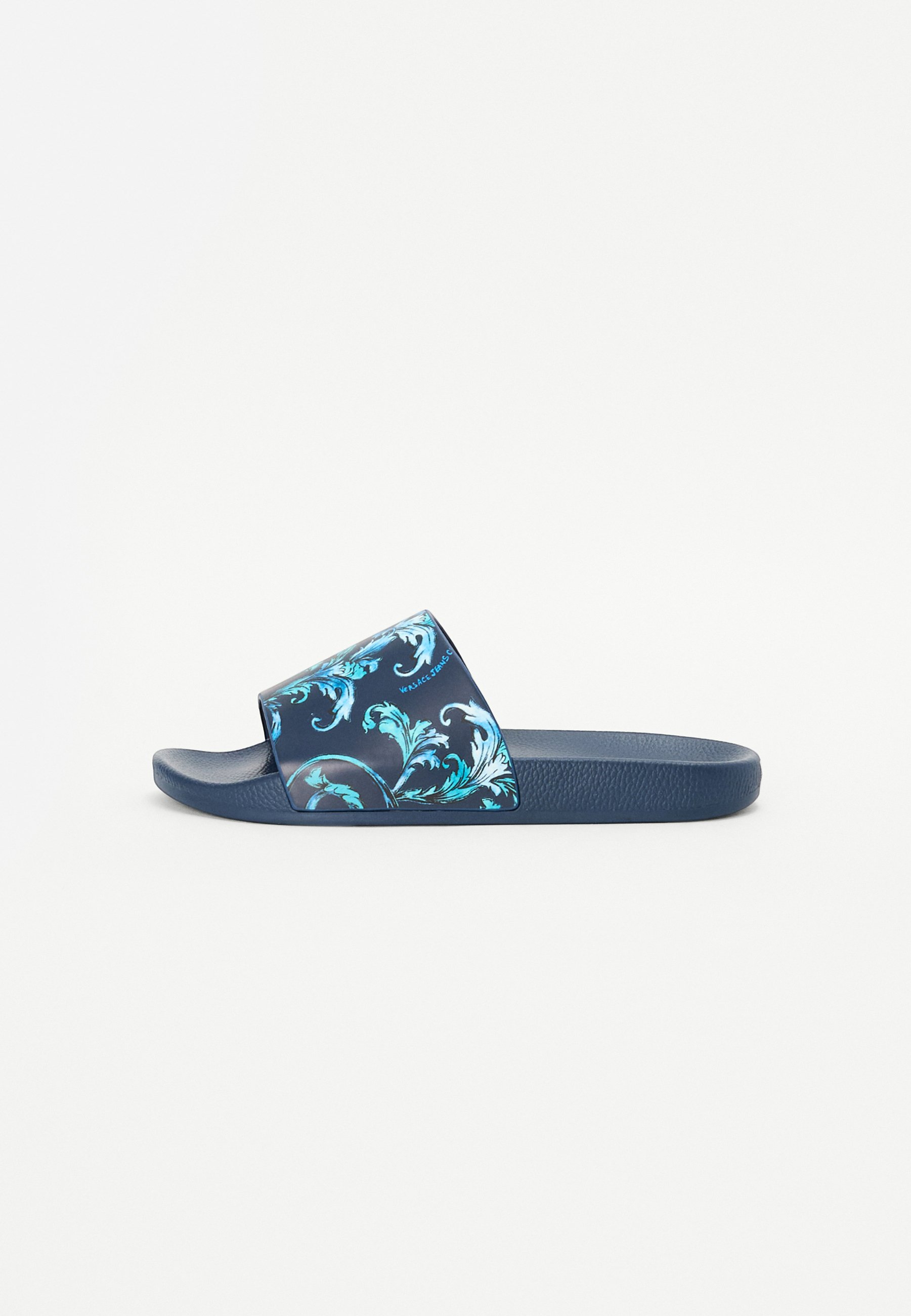 Versace Red and Blue Patterned Slides La Medusa Rubber Sliders | VERSACE US main image 4