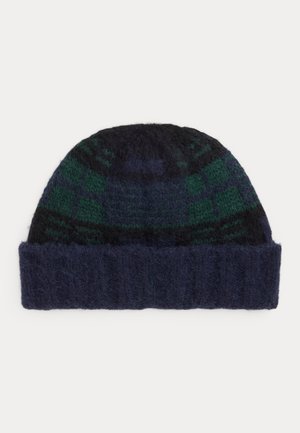 Polo Ralph Lauren, PLAID BRUSHED WOOL-BLEND BEANIE - Плетена шапка - black/multi-coloured