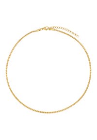 Gouden kettinghalsketting met een gedraaid touwontwerp, voorzien van een kreeftenhaak en een verstelbare kettinglengte voor veelzijdigheid.