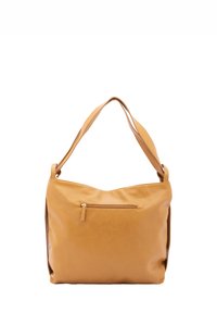 Borsa a spalla in pelle gialla con una finitura texture, una sola tracolla regolabile e una tasca frontale con zip per maggiore funzionalità.