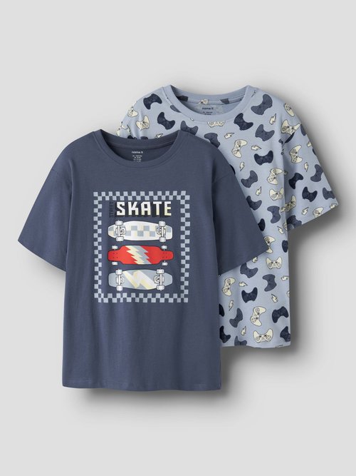 Name it NKMVELDO 2 PACK - Tricou cu imprimeu - vintage indigo/blue fog