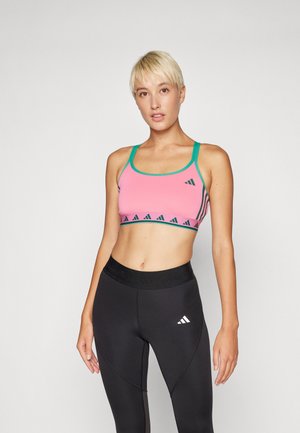 HYPERGLAM DOUBLE STRAP COLOR POP BRALETTE - Sutien sport cu susținere scăzută - pink fusion/collegiate green/semi court green