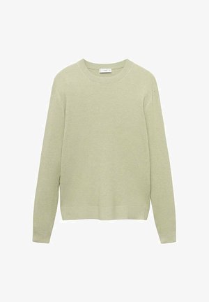 Rippstrick-Pullover mit langen Ärmeln in hellgrün. Verfügt über einen Rundhalsausschnitt, eine lockere Passform und einen strukturierten Stoff mit einem sanften Finish.