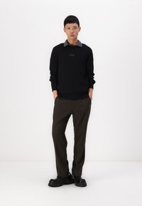 GAP LOGO WAFFLE CREW - Pullover - black