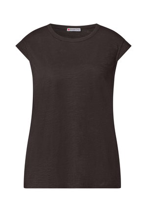 Street One, DROPPED SHOULDER SHIRT MIT CROCHET DETAILS - T-shirt imprimé - black coffee