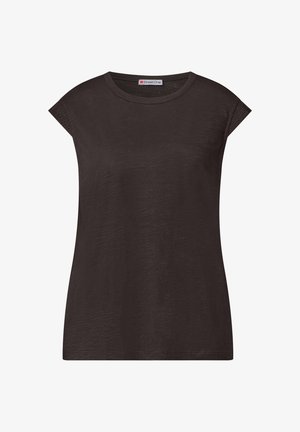 Street One, DROPPED SHOULDER SHIRT MIT CROCHET DETAILS - T-shirt imprimé - black coffee