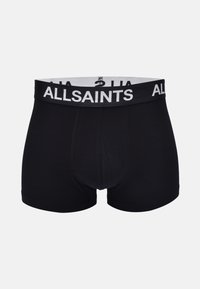 Boxer de algodón negro con un logotipo blanco de "ALLSAINTS" en la banda elástica de la cintura. Textura suave, diseño ajustado y largo de pierna corto.