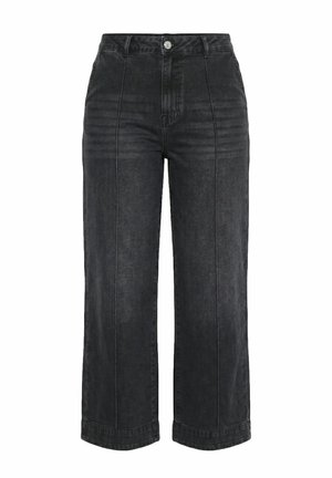 MIAMODA, JEANS, WEITES BEIN, BÜGELFALTE - Flared Jeans - black