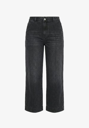 MIAMODA, JEANS, WEITES BEIN, BÜGELFALTE - Flared jeans - black