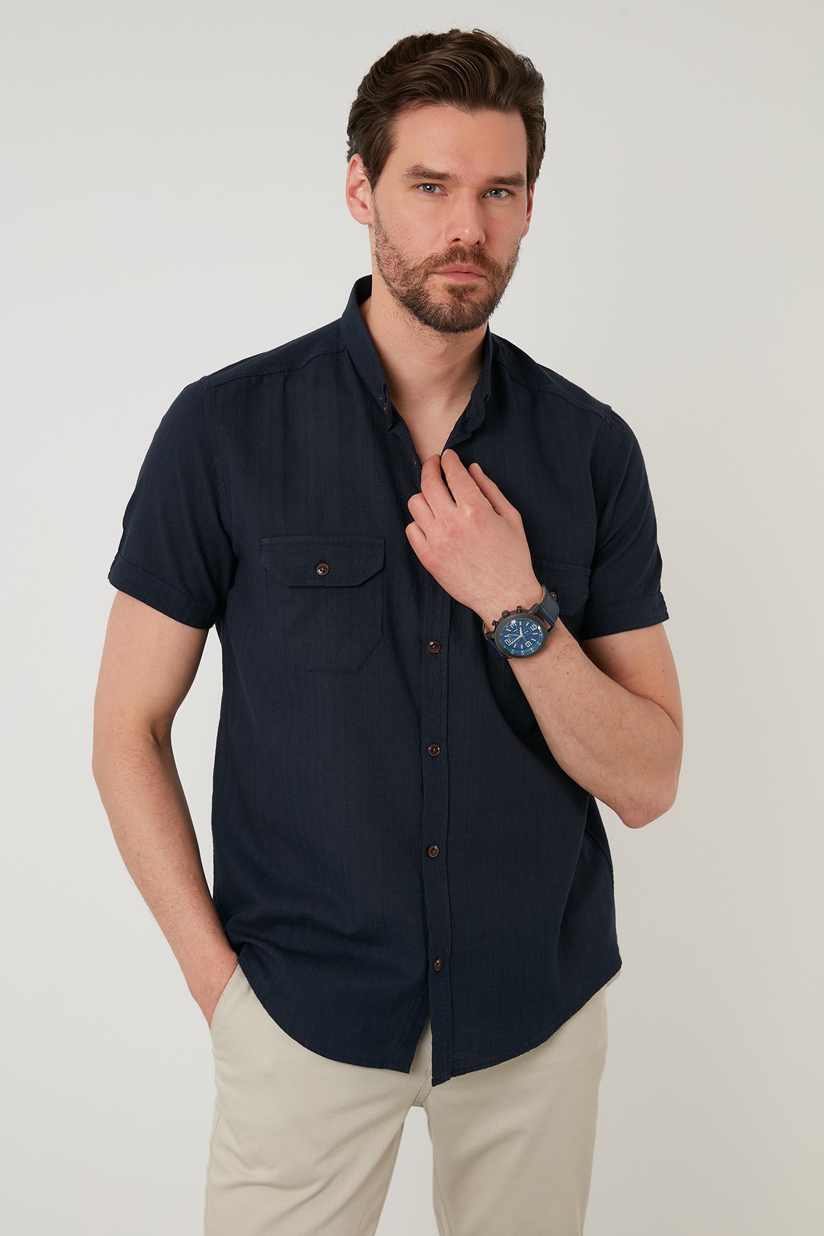 Buratti BUTTON DOWN - Shirt - navy blue 