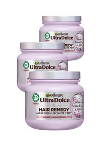 Garnier - ULTRA DOLCE INFUSO DI ACQUA DI RISO & AMIDO, MASCHERA LISCIANTE HAIR REMEDY, 97% ORIGINE NATURALE, 1 MINUTO DI POSA, CAPELLI LUNGHI, SENZA SILICONI, 340 ML - 3 PACK - Maschera per capelli Immagine in miniatura 1