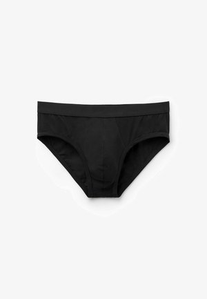 Czarne bawełniane slipy o gładkiej fakturze, z elastycznym pasem i profilowanym przodem. Minimalistyczny design bez wzorów czy akcentów.