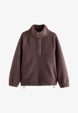 Self., REGULAR FIT - BORG POPPER NECK JUMPER . - Felpa in pile - brown