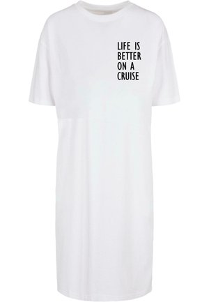 Merchcode LIFE IS BETTER SLIT  - Jerseykleid - white