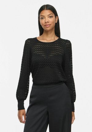 VILA, LONG SLEEVED TOP VIDANO ROUND NECK - T-shirt à manches longues - black beauty