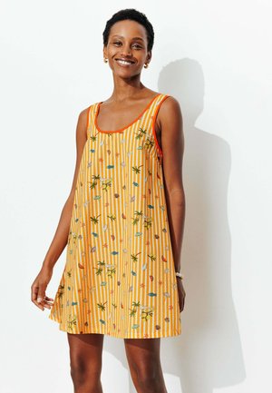 Promod, ROBE COURTE IMPRIMÉE - Robe de jour - rayé jaune