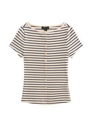 New Look, COTTON RICH STRIPED BUTTON THROUGH BABY TEE T-SHIRT - T-shirt imprimé - blue pattern