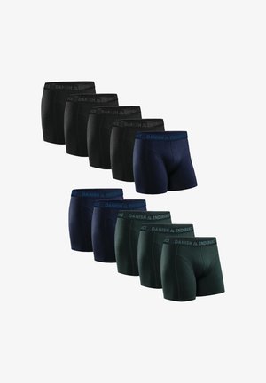 Set di boxer da uomo in nero, blu navy e verde scuro. Design aderente con elastico in vita con marchio "Danish Endurance".