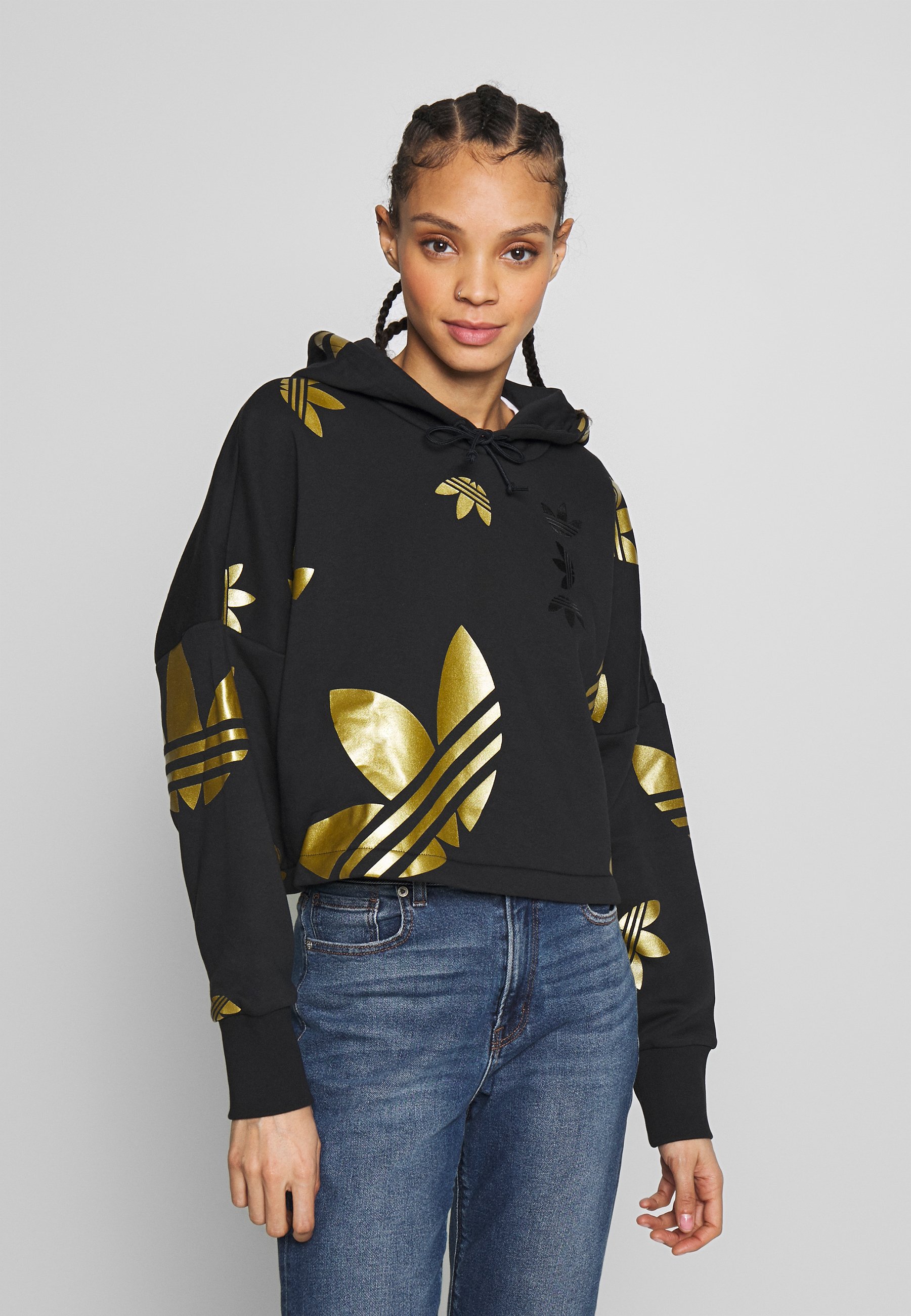 adidas Originals ADICOLOR LARGE LOGO CROPPED HODDIE SWEAT adidas Originals ADICOLOR LARGE LOGO CROPPED HODDIE SWEAT