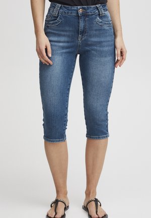 TENNA HW CAPRI - Farkkushortsit - dark blue denim