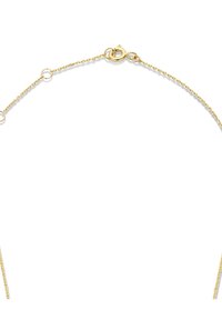 Gold chain necklace with a delicate link design, featuring a lobster clasp closure and additional circular links for adjustable length.