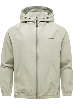 Hellbeige Kapuzenjacke mit Frontreißverschluss, Kordelzugkapuze, elastischen Bündchen, Seitentaschen und "ragwear"-Logo auf der linken Brust.