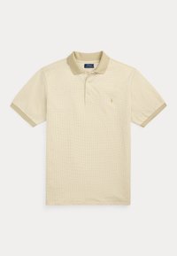 HOUNDSTOOTH JERSEY POLO SHIRT - Polo shirt - sand dune/white