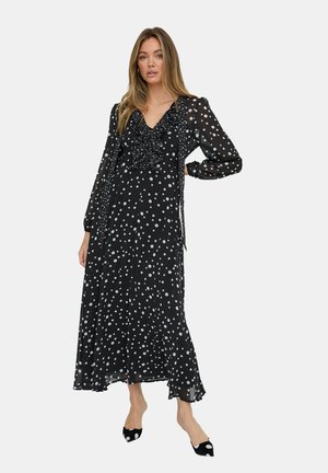 MARGOT RUFFLE NECK PRINT   - Maxikleid - black