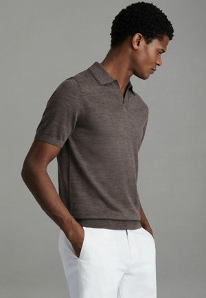 Reiss REGULAR FIT - DUCHIE OPEN COLLAR  - Poloshirt - dark brown melange
