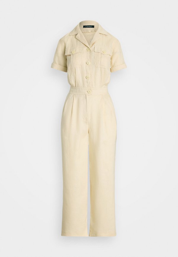 SOFT DRAPEY LINEN JUMPSUIT - Jumpsuit - ivory beige3