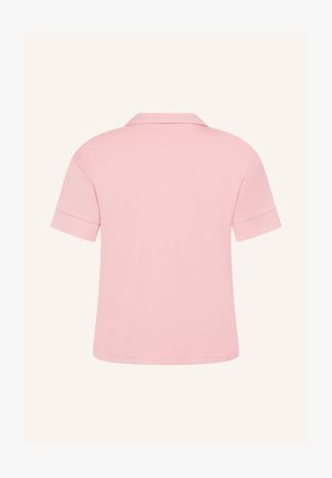 Roze poloshirt met korte mouwen en een klassieke kraag, gemaakt van zachte stof, met een effen ontwerp en een losse pasvorm.
