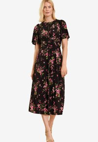 Love & Roses MIDI - REGULAR FIT - Trikotāžas kleita - black and pink floral