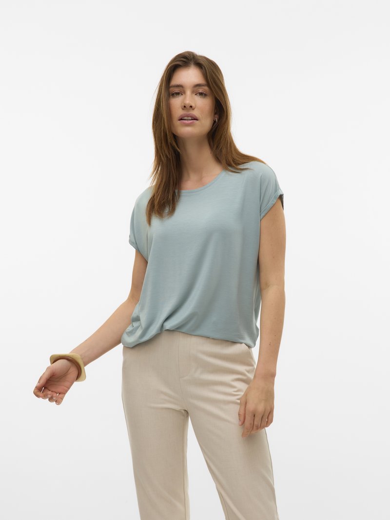 Vero Moda VMAVA PLAIN - Lihtne T-särk - gray mist