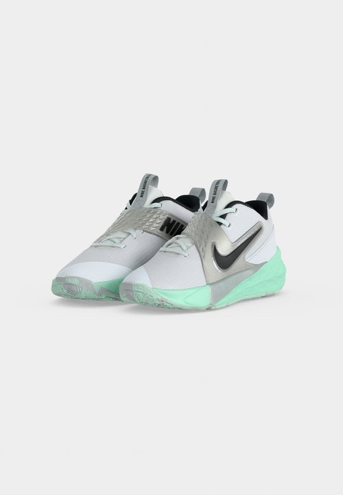 Nike TEAM HUSTLE D 12 GS UNISEX - Zapatillas de baloncesto - white/black/mint foam/metalilc silver-coloured/pure platinum-coloured — photo 3