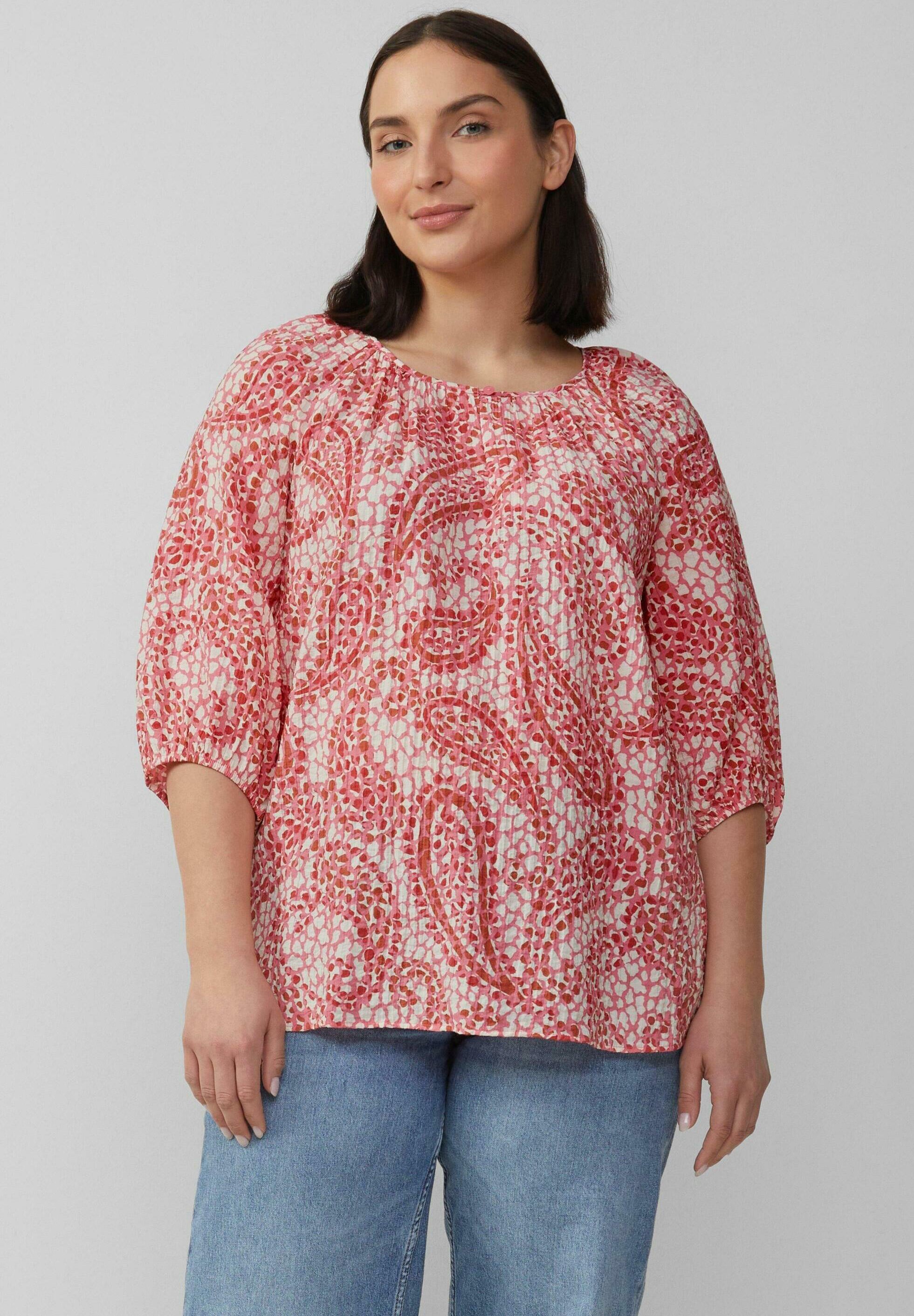 Blouse Fleurie S.Oliver Verte à Volants Rouge - Taille 38, Occasion En Très Bon état