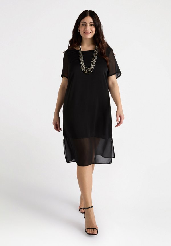 CON INSERTI TRASPARENTI - Freizeitkleid - nero