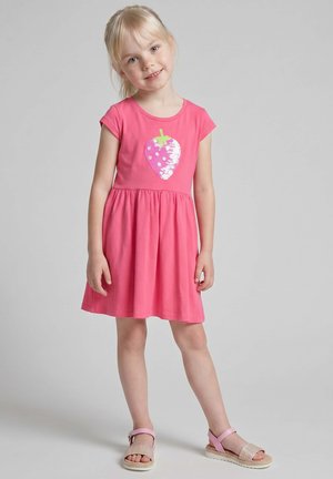 TOM TAILOR, TOM TAILOR KLEIDER & JUMPSUITS MINI-KLEID MIT WENDEPAILLETTEN - Vestito di maglina - flashy pink