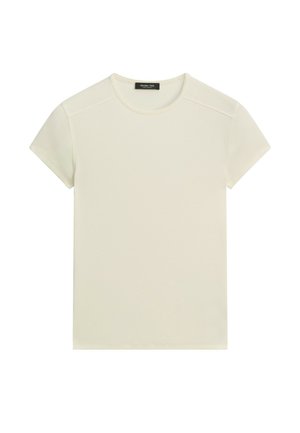 Massimo Dutti, SHORT SLEEVE COTTON BLEND T-SHIRT - T-Shirt basic - sand