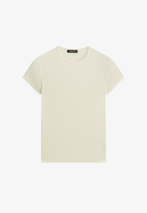 Massimo Dutti, SHORT SLEEVE COTTON BLEND T-SHIRT - T-Shirt basic - sand