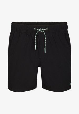 Short de bain noir pour homme avec taille élastique, cordon de serrage à l'avant, poches latérales et petit logo sur la partie basse de la jambe.