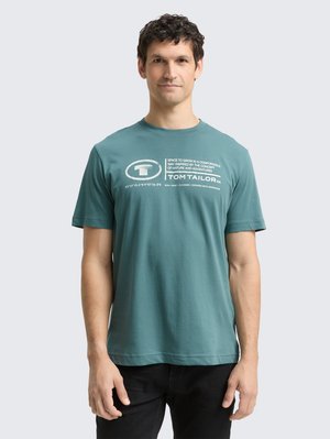 TOM TAILOR LOGO PRINT - Apdrukāts T-krekls - deep bluish green