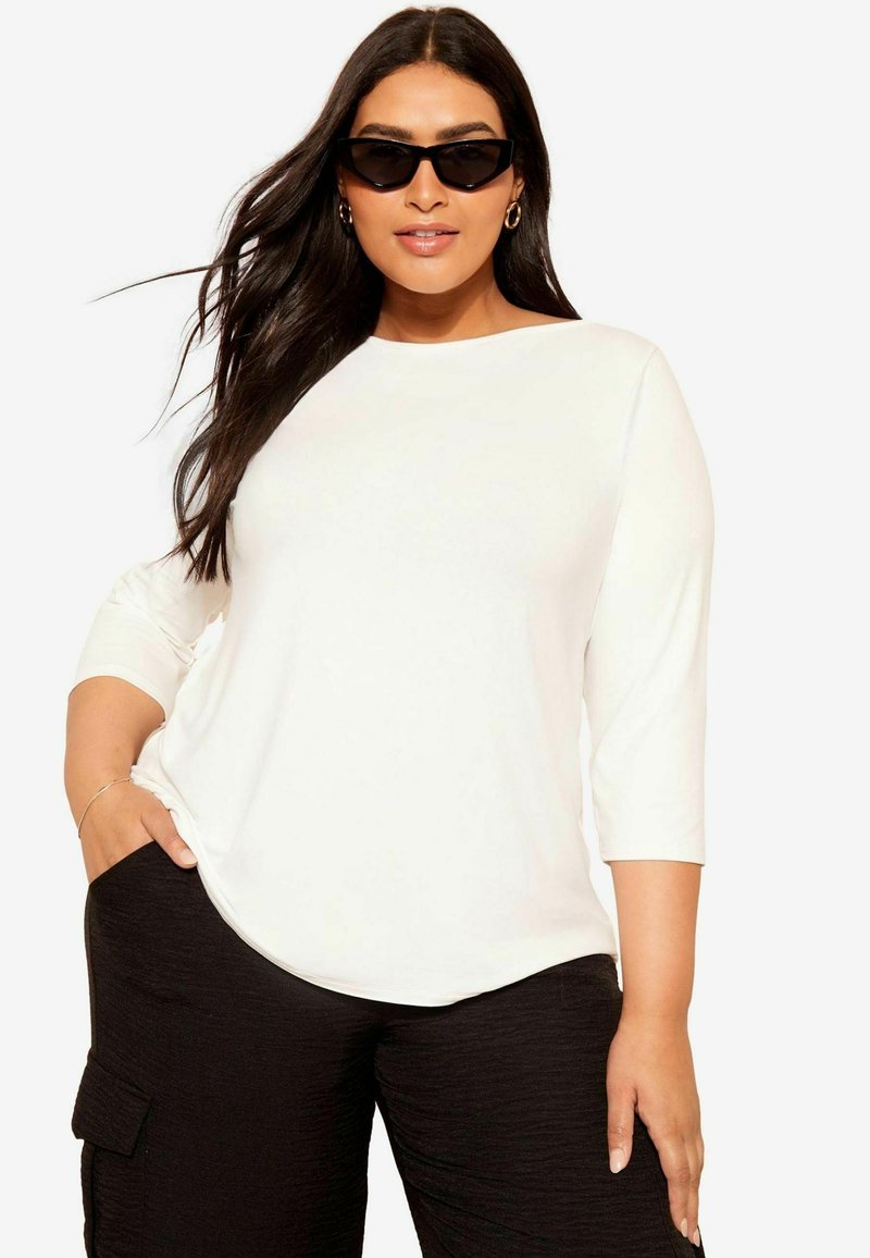 Curves Like These BOAT NECK REGULAR FIT - Pikkade varrukatega topp - white