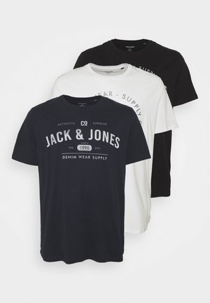 JJEJEANS TEE CREW NECK 3 PACK - Print T-shirt - cloud dancer